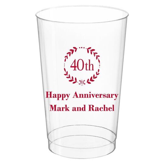 40th Wreath Clear Plastic Cups